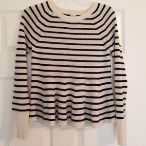 La Vie Rebecca Taylor Striped Peplum Sweater